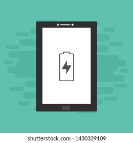 Battery charging flat web icon. Vector illustration