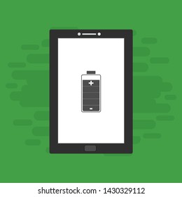 Battery charging flat web icon. Vector illustration