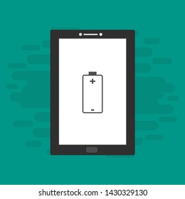 Battery charging flat web icon. Vector illustration