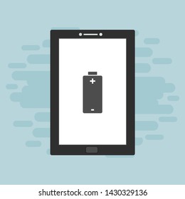 Battery charging flat web icon. Vector illustration