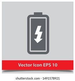 Battery charging flat web icon. Vector illustration EPS 10