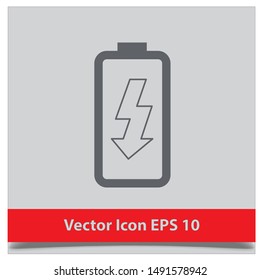 Battery charging flat web icon. Vector illustration EPS 10