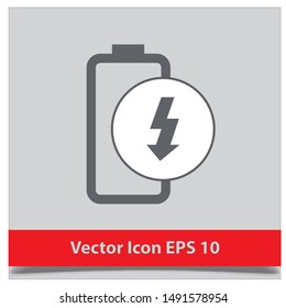 Battery charging flat web icon. Vector illustration EPS 10