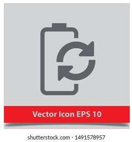 Battery charging flat web icon. Vector illustration EPS 10