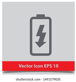 Battery charging flat web icon. Vector illustration EPS 10