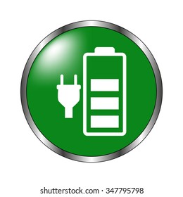 Battery is charging -  green vector icon