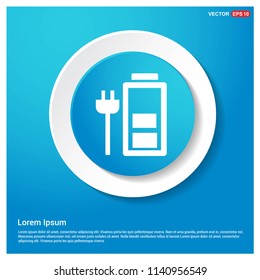 Battery charging icon Abstract Blue Web Sticker Button - Free vector icon