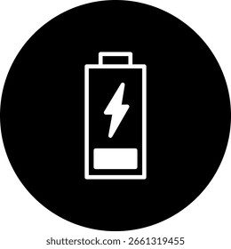 Battery Charging Icon in Black Circle
