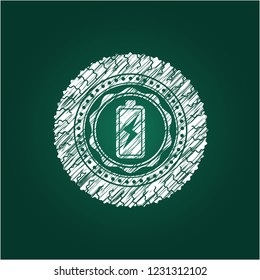 battery charging icon with chalkboard texture