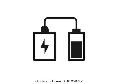 battery charging icon with charger