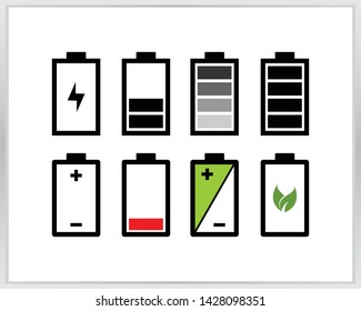 The battery charging icon collection. battery charger indicator