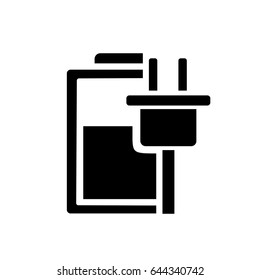 battery Charging icon. Discharged and fully charged battery. Vector illustration in flat style. Logo. Sign