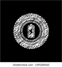 battery charging icon drawn on blackboard