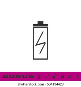 Battery Charging icon flat. Black pictogram on white background. Vector illustration symbol and bonus button