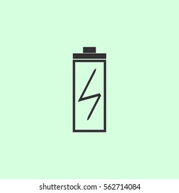 Battery Charging icon flat. Grey vector symbol on green background