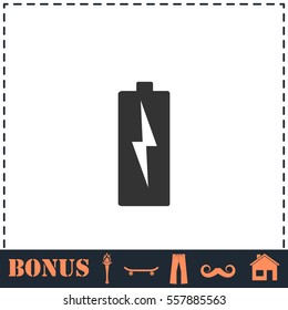 Battery Charging icon flat. Simple vector symbol and bonus icon