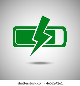Battery Charging icon. Flat style. Grey background. Vector illustration.