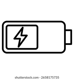 Batterieladesymbol flache dünne Umrisskunst Logo