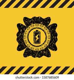 battery charging icon grunge warning sign emblem. Vector Illustration. Detailed.