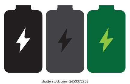 Battery Charging icon battery icons showing various charge levels, High quality black and colorful style vector icons. Battery charge signs. Battery level, energy, full. Power low up status logo,eps10