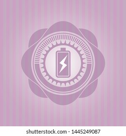 battery charging icon inside badge with pink background