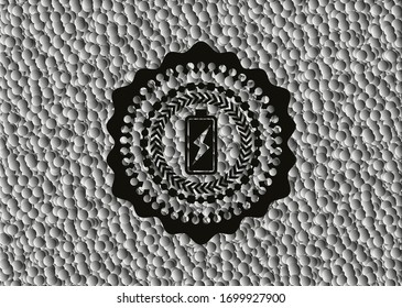 battery charging icon inside dark icon or emblem with grey bubbles background. Vector Illustration. Detailed.