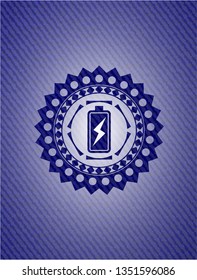 battery charging icon inside denim background