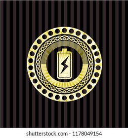 battery charging icon inside golden badge