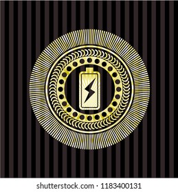 battery charging icon inside golden badge