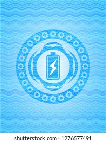 battery charging icon inside light blue water badge.