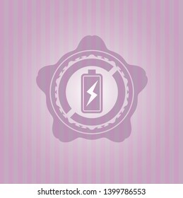 battery charging icon inside realistic pink emblem