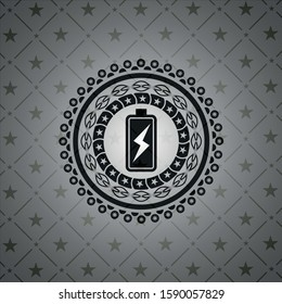 battery charging icon inside realistic dark emblem