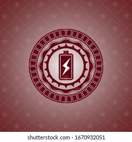battery charging icon inside red icon or emblem