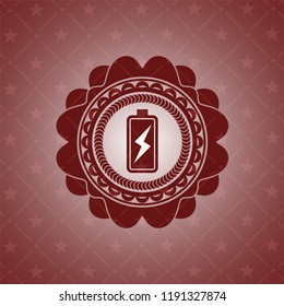 battery charging icon inside retro style red emblem