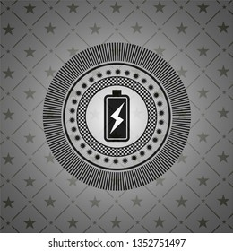 battery charging icon inside retro style black emblem