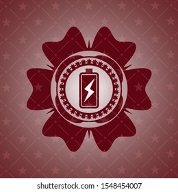 battery charging icon inside retro red emblem