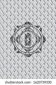 battery charging icon inside silver shiny badge. Scales pattern. Vector Illustration. Detailed.
