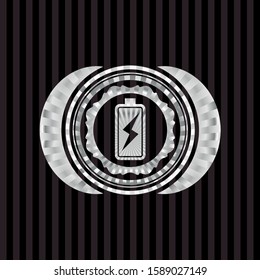battery charging icon inside silvery emblem