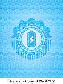 battery charging icon inside water badge background.