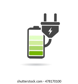 Battery charging icon isolated on white background