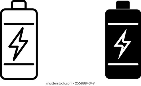 "Battery Charging Icon with Lightning Bolt and Power Symbol"
