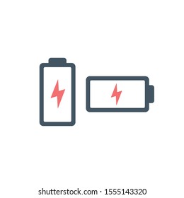 Battery Charging icon with lightning. technology interface. Phone ui. Stock Vector illustration isolated on white background.