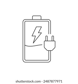 Battery charging icon line style isolated on white background. Vector illustration