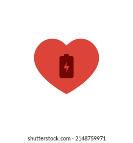 Battery Charging Icon in Love Shape. Battery Health Sign Symbol