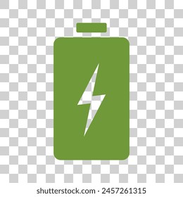 Battery charging icon on white background