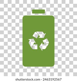Battery charging icon on white background