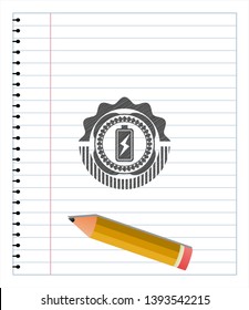battery charging icon pencil effect. Vector Illustration. Detailed.