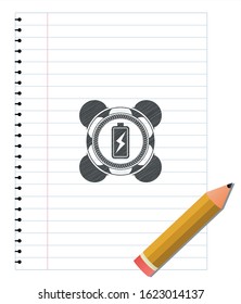 battery charging icon pencil emblem. Vector Illustration. Detailed.