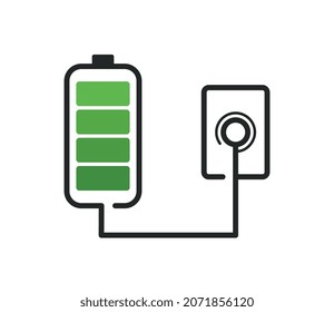Battery charging icon in power outlet