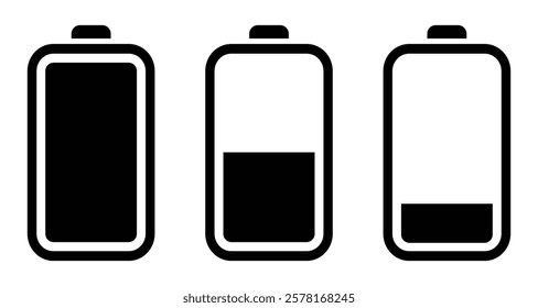 Battery Charging Icon set, low battery vector icon, Battery Charging Icon, animated charging low to full charge